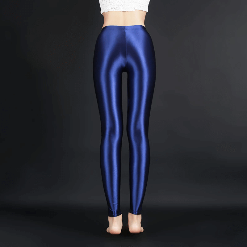 Navy blue best sale shiny leggings