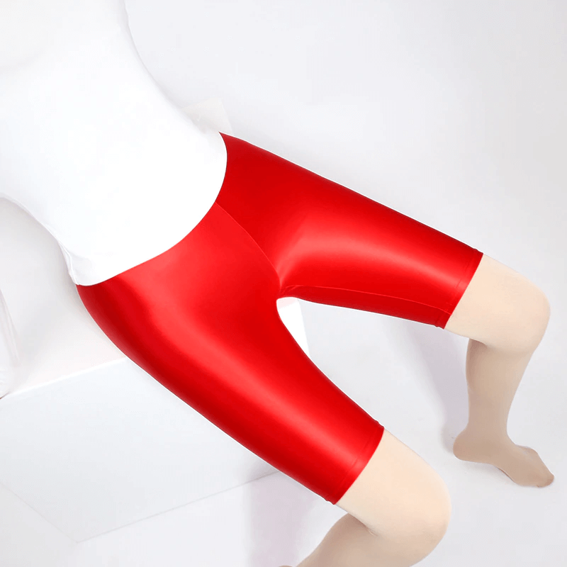 Red Wet Look Shiny Running Shorts – satinylust