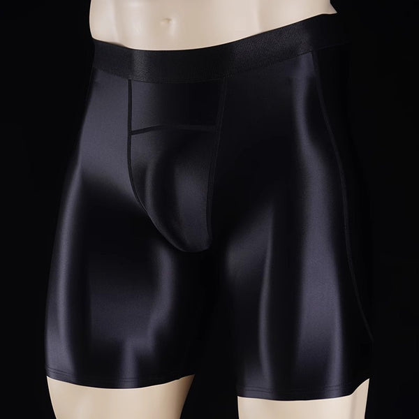 Satinylust-Aion Black Glossy Tank Top And Compression Shorts