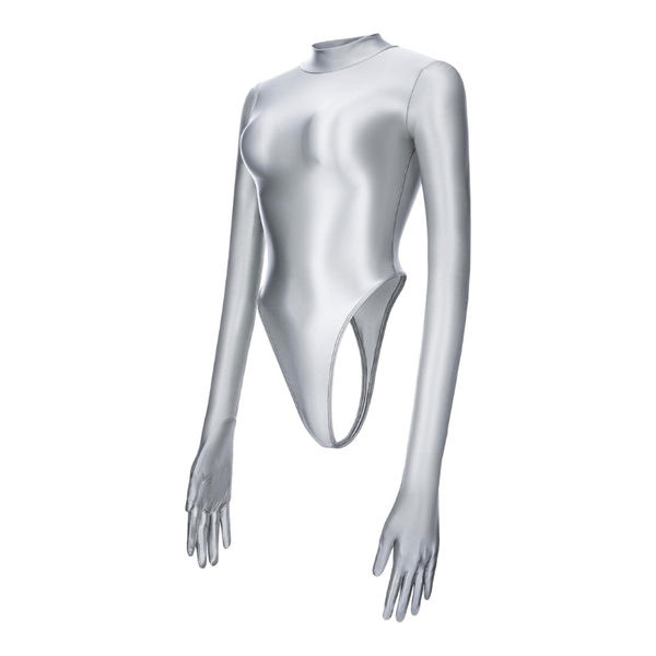 Silver bodysuit on a white background