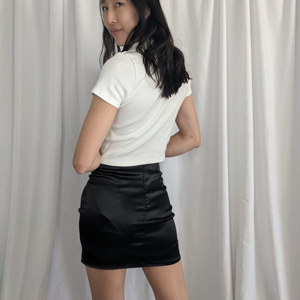 Divona Midnight High Waist Satin Skirt-satinylust