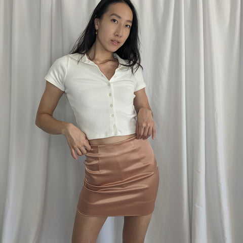 Divona Brown High Waist Satin Skirt-satinylust