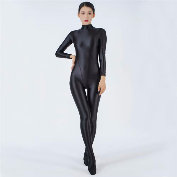 Devera Glossy Midnight Catsuit-satinylust