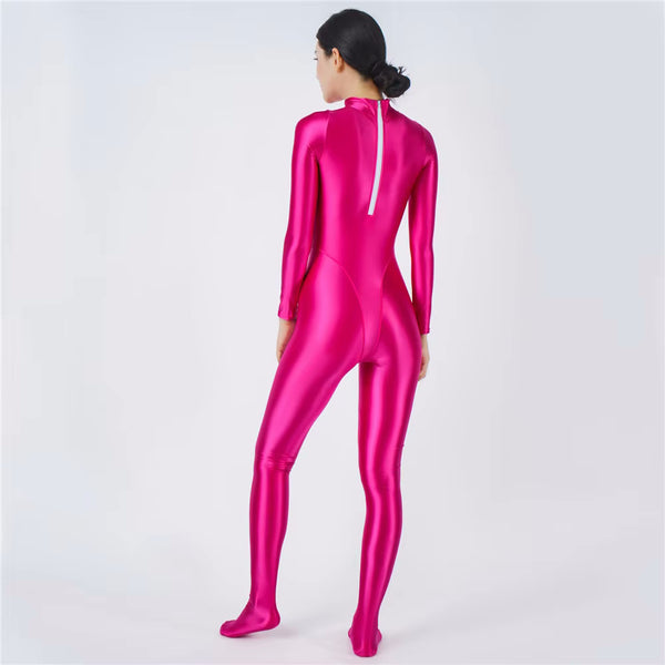 Devera Glossy Fuchsia Catsuit-satinylust