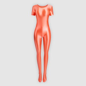 Holle Orange Glossy Catsuit-satinylust