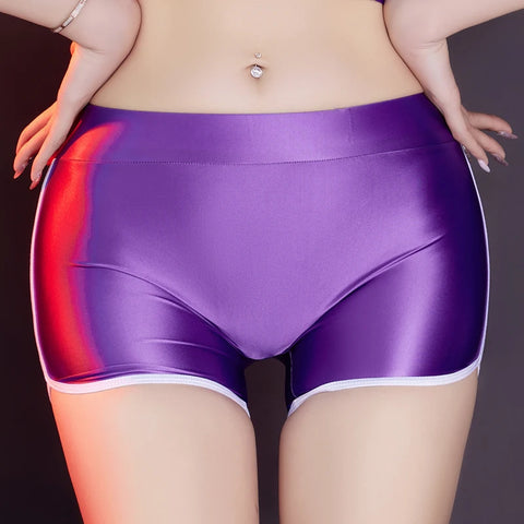 Danu Purple Glossy Hot Pants-satinylust