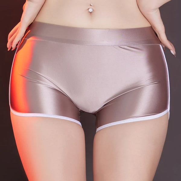 Danu Brown Glossy Hot Pants-satinylust