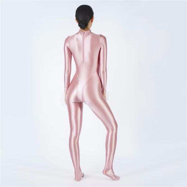 Devera Glossy Pink Catsuit-satinylust