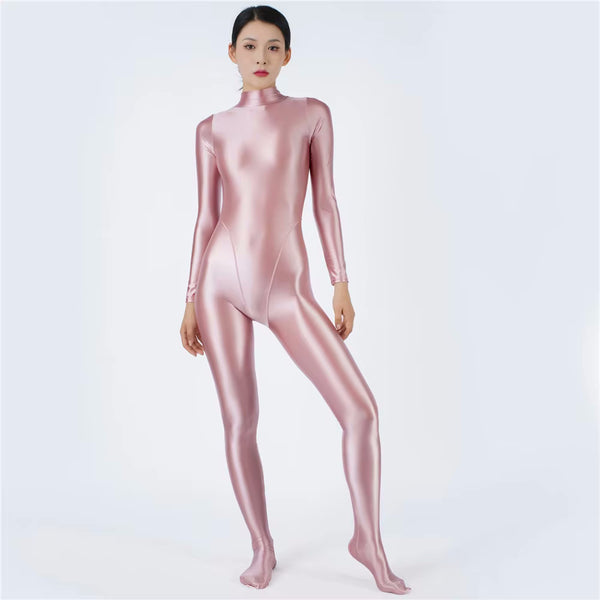 Devera Glossy Pink Catsuit-satinylust