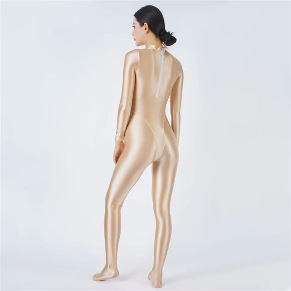 Devera Glossy Apricot Catsuit-satinylust