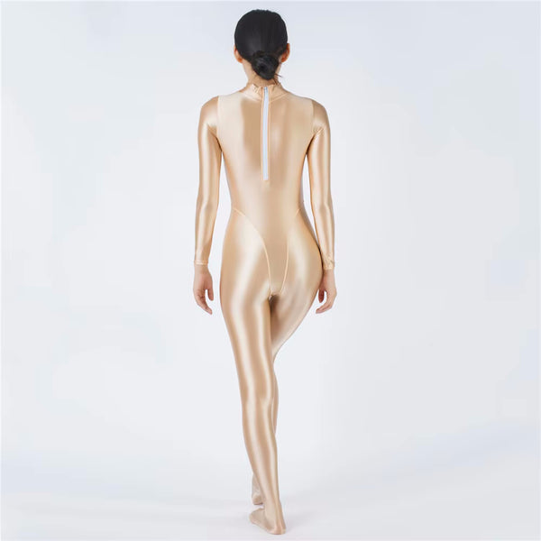 Devera Glossy Apricot Catsuit-satinylust