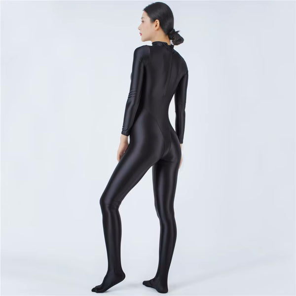 Devera Glossy Midnight Catsuit-satinylust