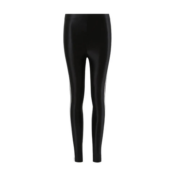 Black leggings with a white stripe on a white background