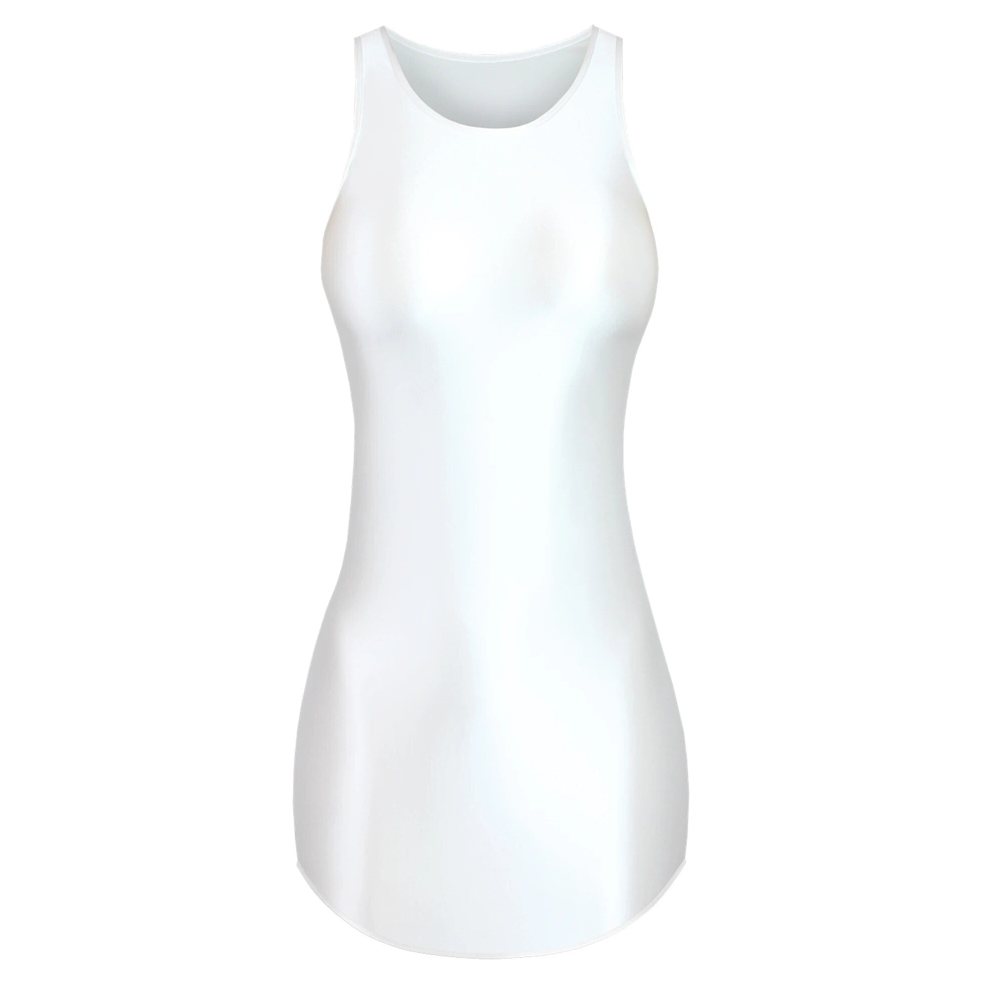 Moria White Glossy Slip Dress-satinylust