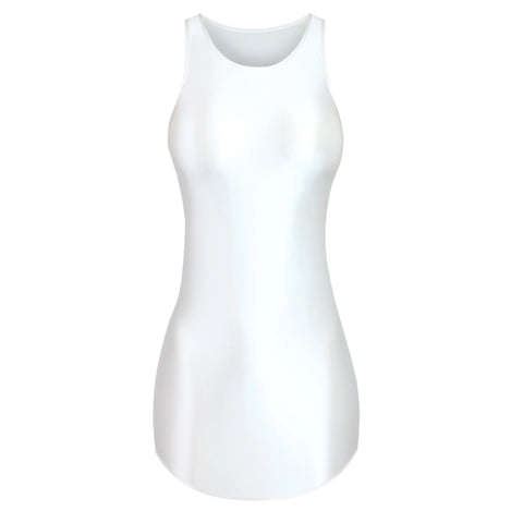 Moria White Glossy Slip Dress-satinylust