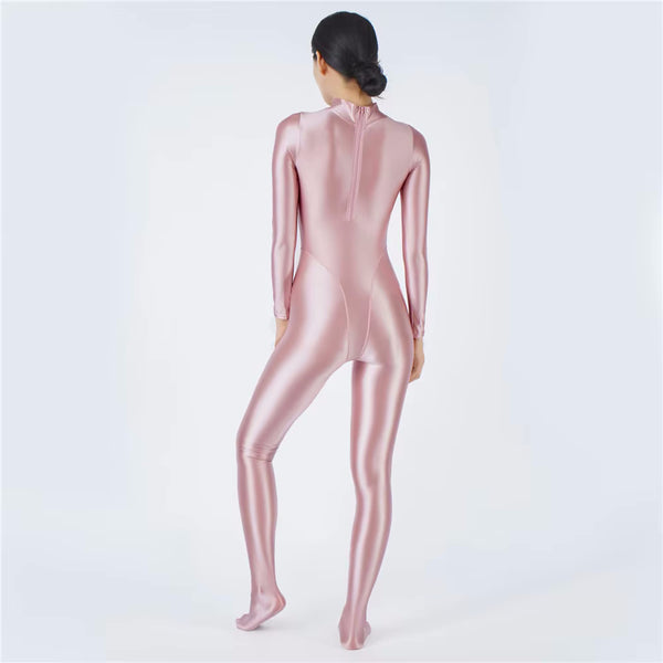 Devera Glossy Pink Catsuit-satinylust