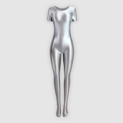 Holle Silver Glossy Catsuit-satinylust