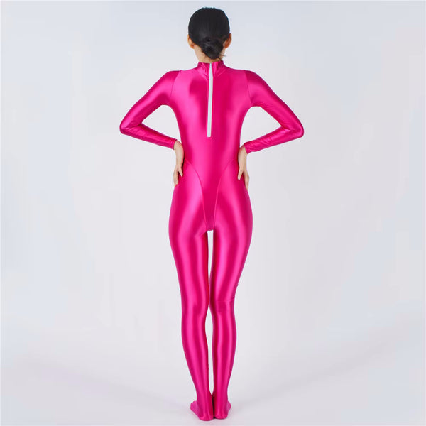 Devera Glossy Fuchsia Catsuit-satinylust