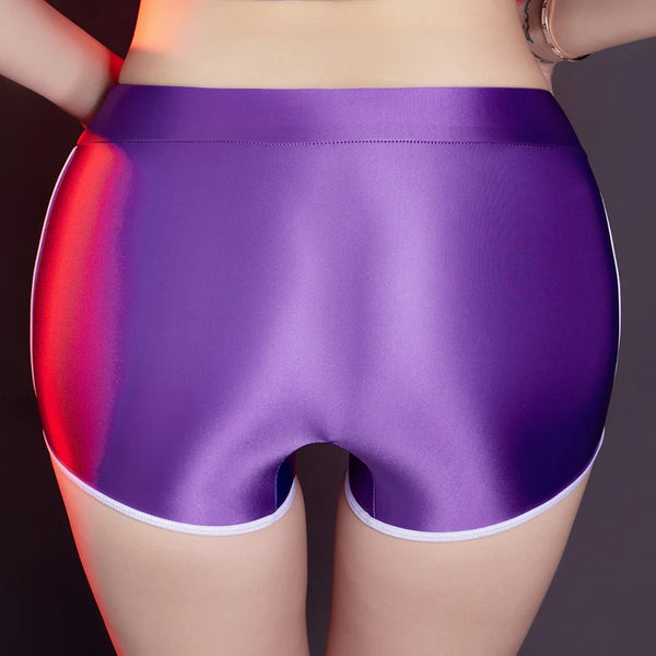 Danu Purple Glossy Hot Pants-satinylust