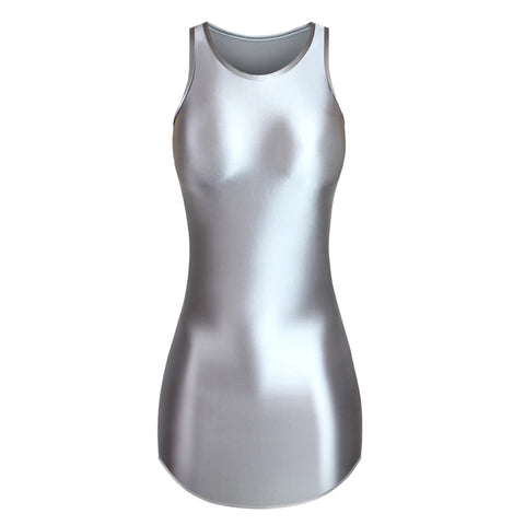 Moria Silver Glossy Slip Dress-satinylust