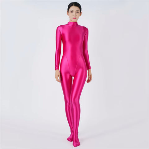 Devera Glossy Fuchsia Catsuit-satinylust