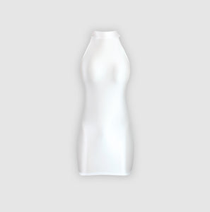 Tana White Glossy Sleeveless Mini Dress-satinylust