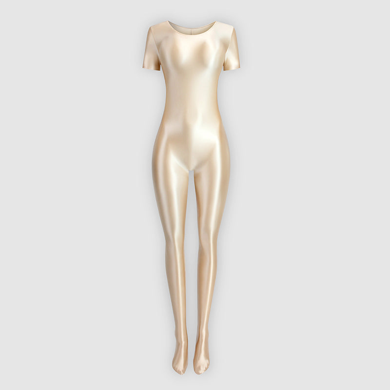 Holle Beige Glossy Catsuit-satinylust