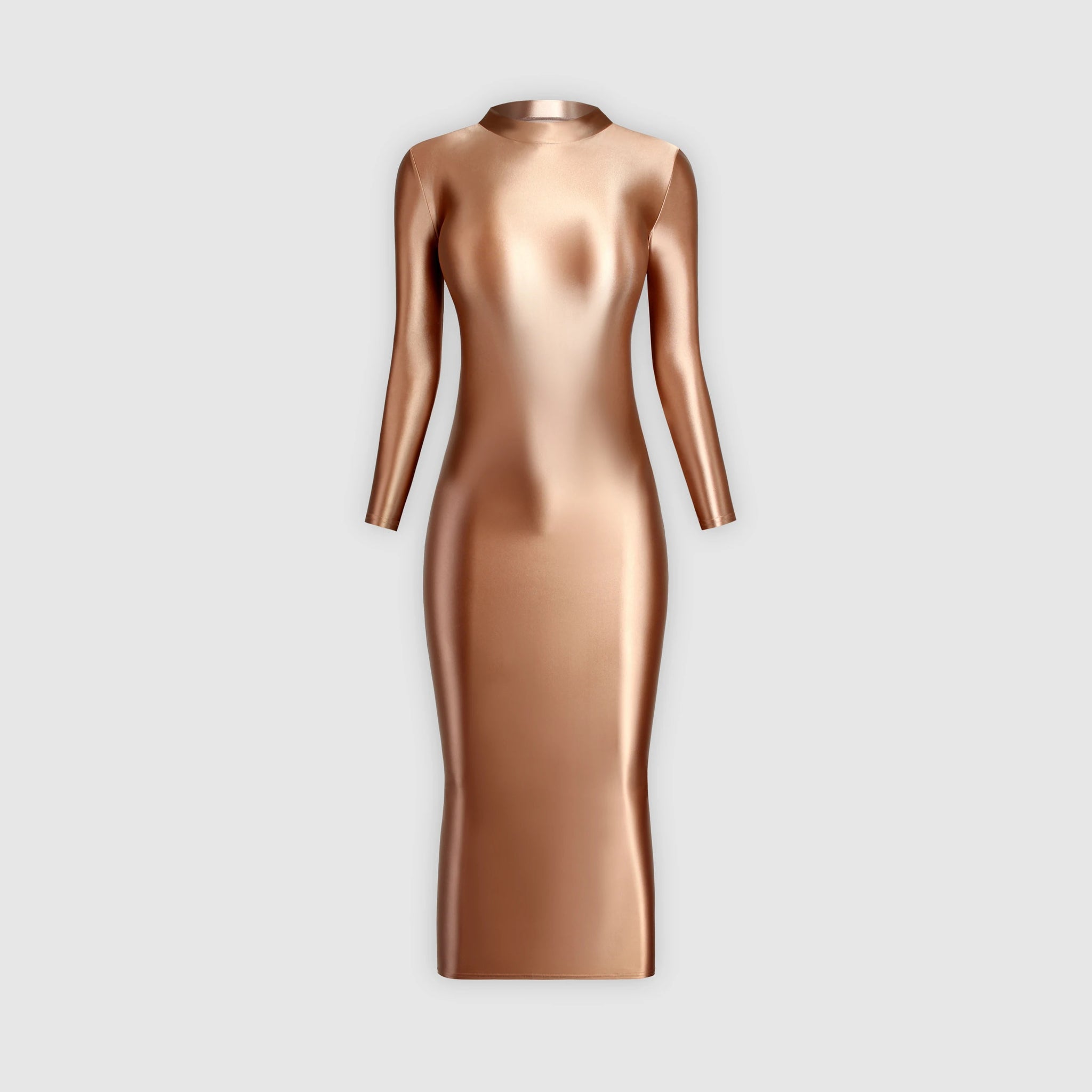 Charis Brown Glossy Bodycon Dress – Satinylust