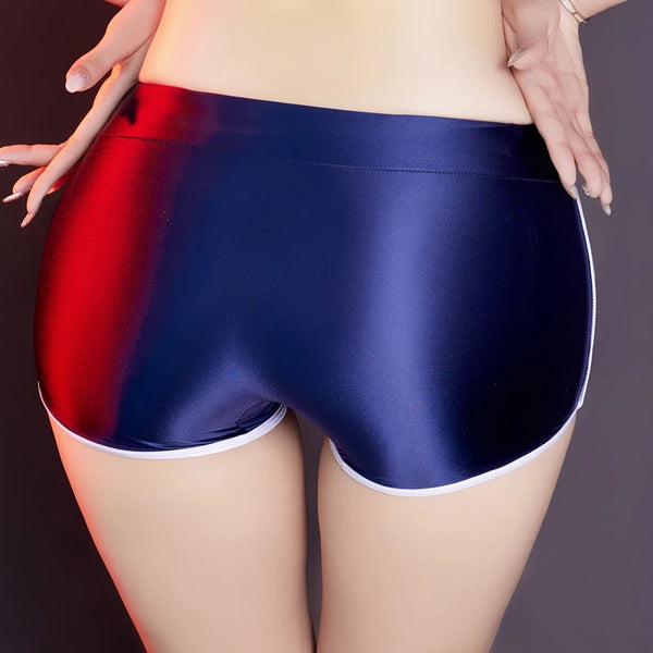 Danu Blue Glossy Hot Pants-satinylust