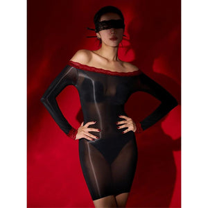 Carda Mystique Glossy Sheer Mini Dress-satinylust