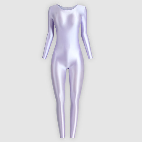 Britt Lavender Wet Look Catsuit-satinylust