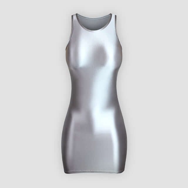 silver wet dress Silver Cut-Out Glitter Mesh Dress LASSY VIETNAM